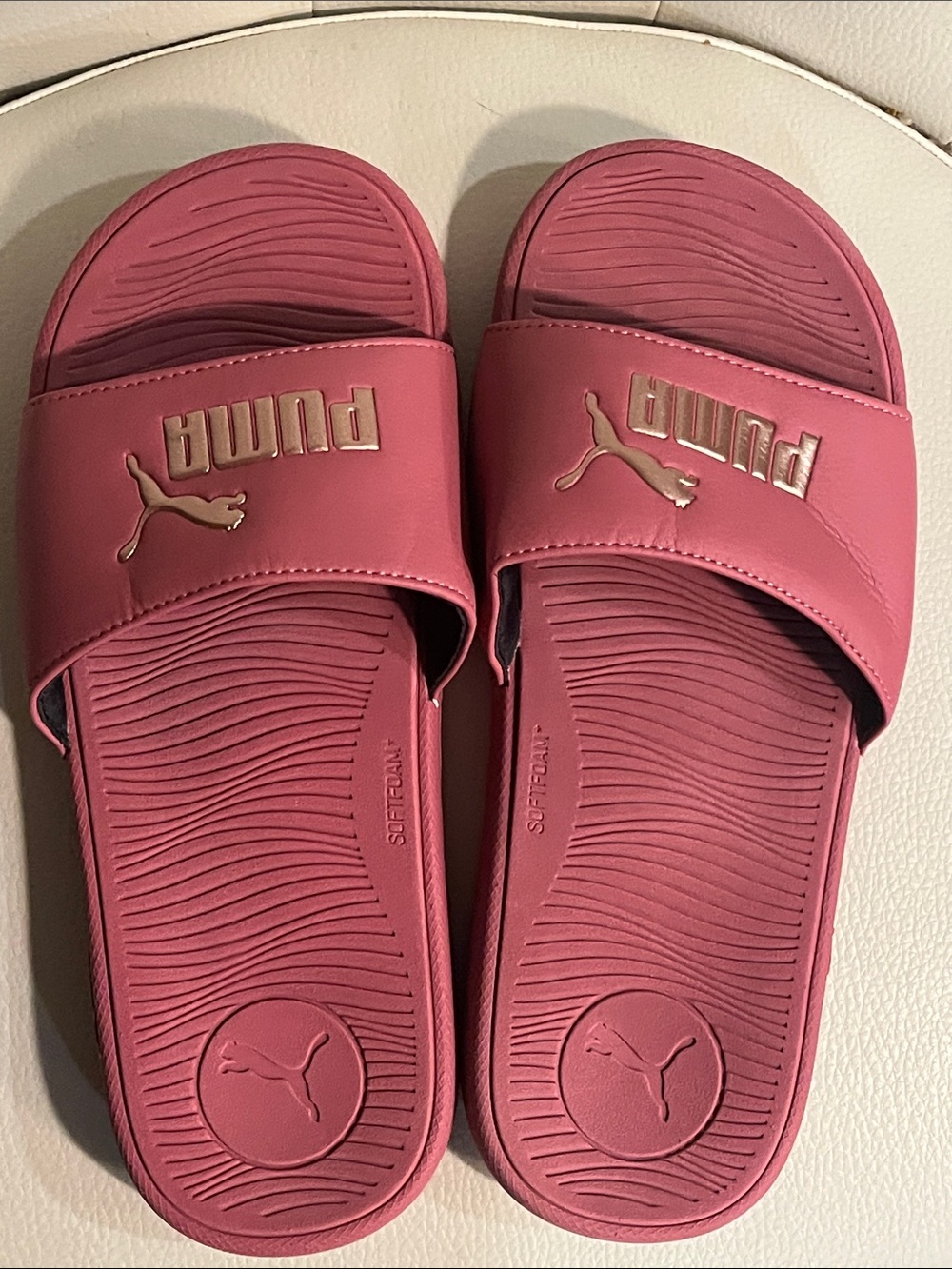 Puma Women's Rose Gold Logo Slide Sandals - Picture 6 of 10
